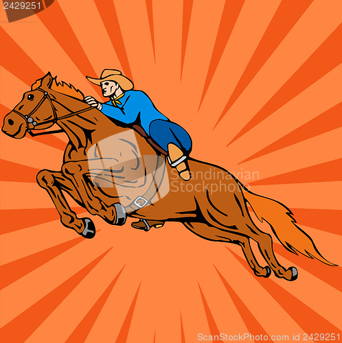 Image of Rodeo Cowboy Riding Horse