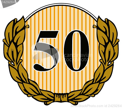 Image of 50 in Circle with Laurel Leaves