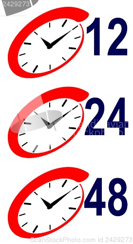 Image of 12 24 48 Hour Sign and Clock