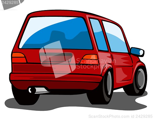Image of Red Car Station Wagon Back View