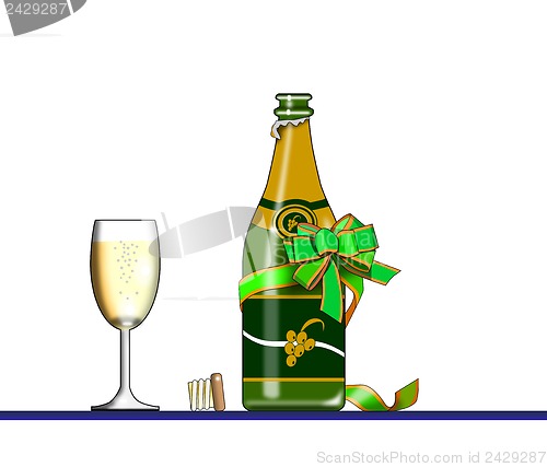 Image of Wine Bottle and Champagne Glass