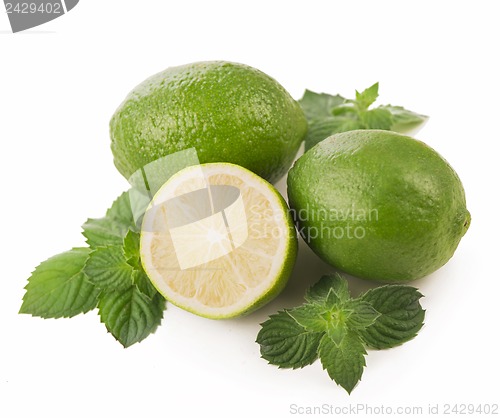 Image of Fresh limes, mint leaves