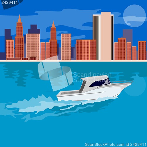 Image of Skycrapers with Speedboat