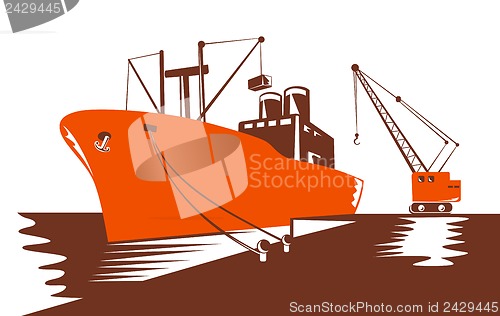Image of Passenger Cargo Ship with Crane