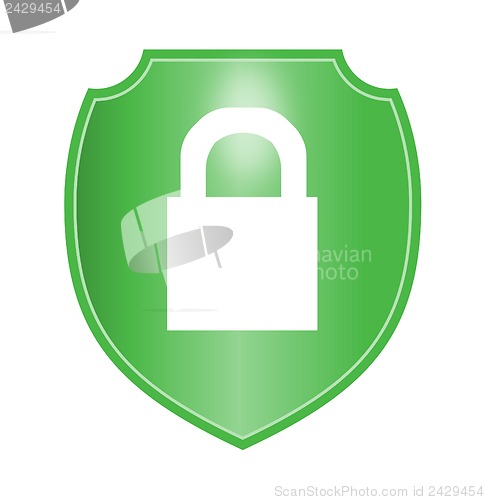 Image of Padlock In Green Shield