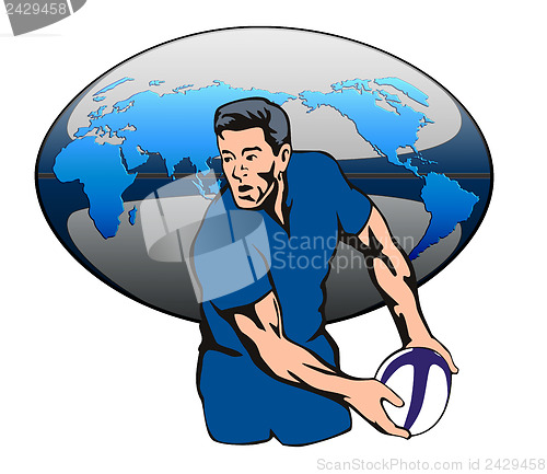 Image of Rugby Player with rugby ball map design