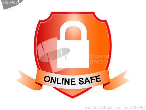 Image of Padlock Online Safe Shield and Ribbon