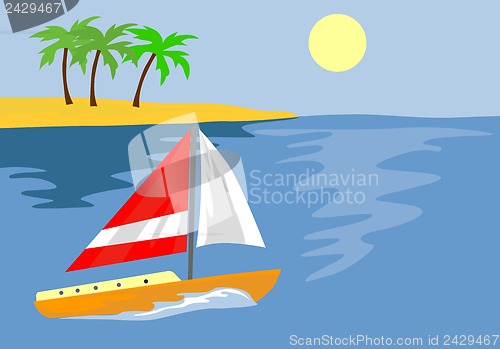 Image of Sailboat with Island