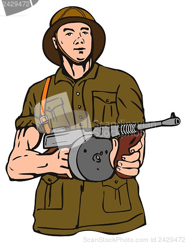 Image of Soldier with Thompson Gun