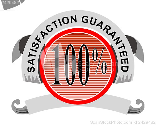 Image of 100% Satisfaction Guaranteed Shield Curly Ribbon