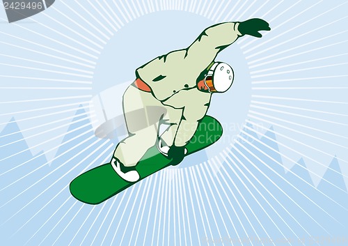 Image of Snowboarding on Air Green Snowboard