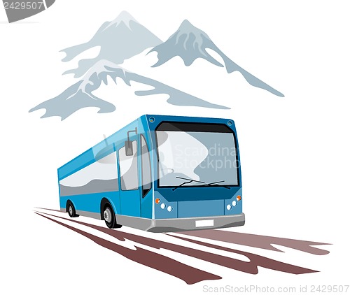 Image of Shuttle Coach Bus and Mountains