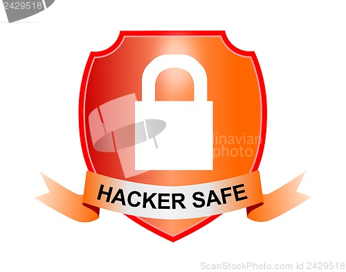 Image of Padlock Hacker Safe Shield and Ribbon