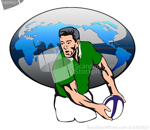 Image of Rugby Player with rugby ball map design