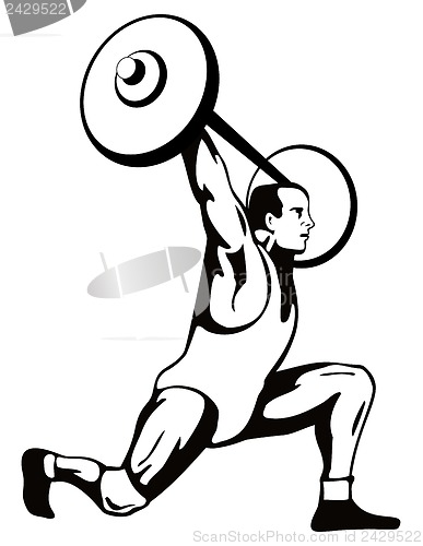 Image of Weightlifter Lifting Barbell Retro