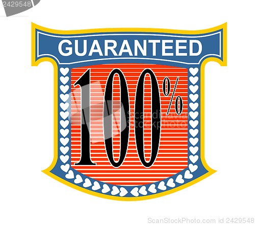 Image of 100% Guaranteed in Blue Heart Shield