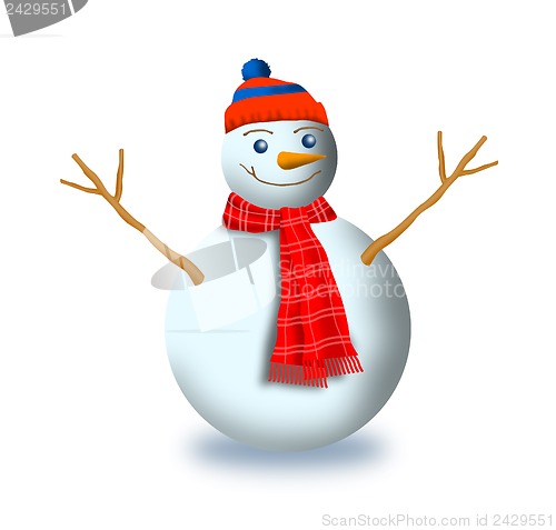 Image of Snowman with Scarf and Beanie