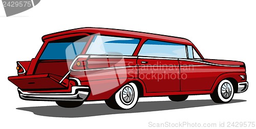 Image of Red Car Station Wagon Back View