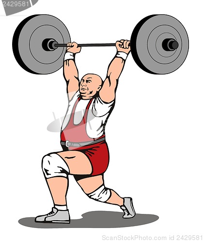 Image of Weightlifter Lifting Barbell Retro