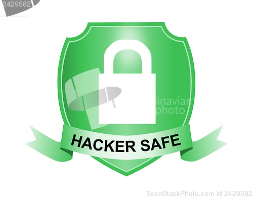 Image of Padlock Hacker Safe Shield and Ribbon