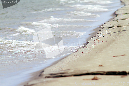 Image of sea shore in a stormy day