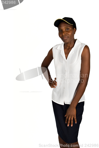 Image of young African woman in uniform