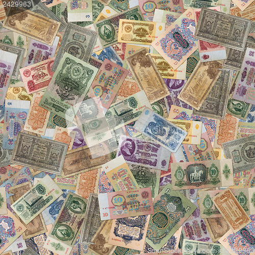 Image of Seamless Texture of Old Banknotes.