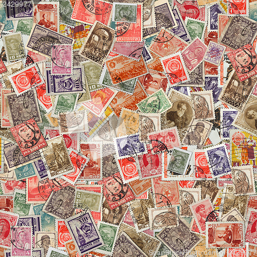 Image of Seamless Texture of Postage Stamps.