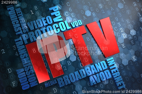 Image of IPTV. Wordcloud Concept.