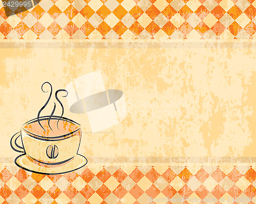 Image of retro background with a cup of coffee