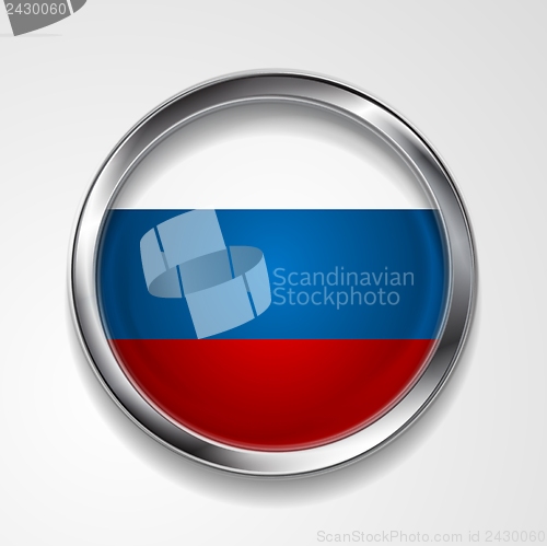 Image of Vector button with stylish metallic frame. Russian flag