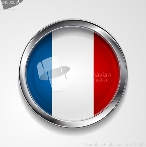 Image of Vector button with stylish metallic frame. French flag