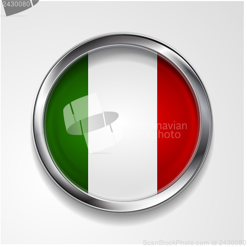 Image of Vector button with stylish metallic frame. Italian flag