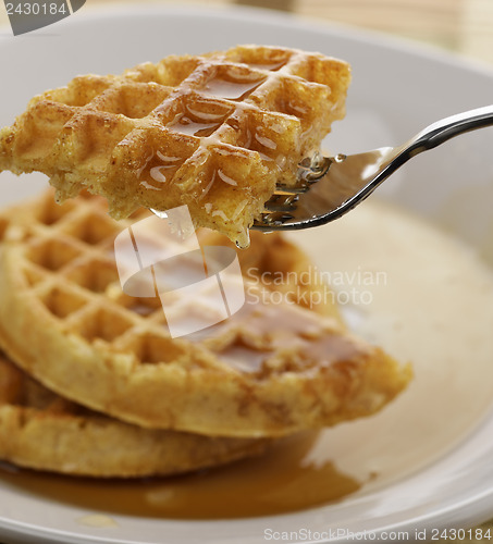 Image of Waffles With Marple Syrup And Honey