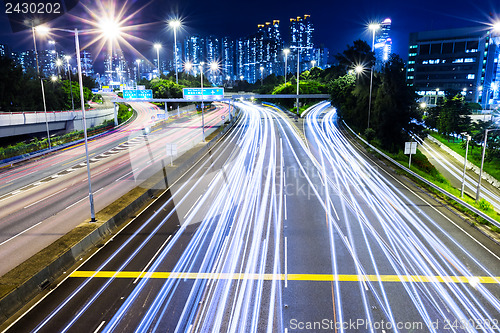 Image of Busy traffic on highway at night