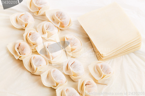 Image of Homemade dumpling and raw material