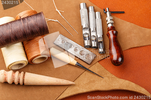 Image of Homemade leather craft equipment