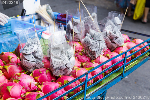 Image of Dragon fruit on market stand