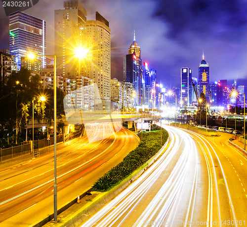 Image of Traffic trail in city