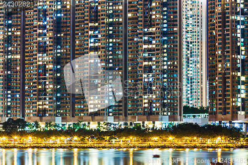 Image of Residential building in Hong Kong at night