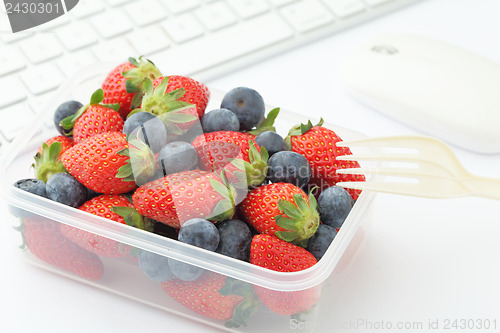 Image of Healthy lunch box on office desk