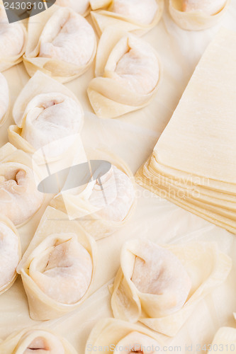 Image of Homemade dumpling and raw material