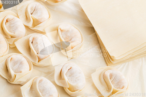 Image of Homemade dumpling and raw material