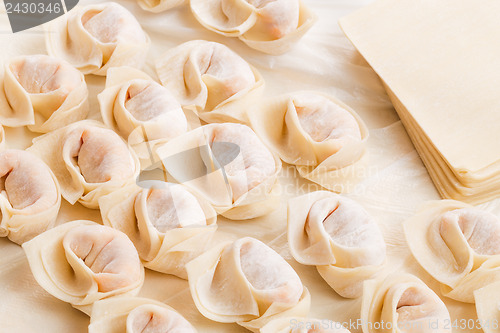 Image of Homemade dumpling and raw material