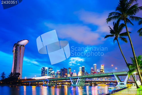 Image of Singapore skyline at night