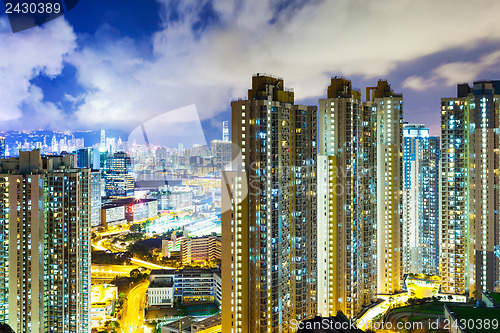 Image of Crowded downtown and building in Hong Kong