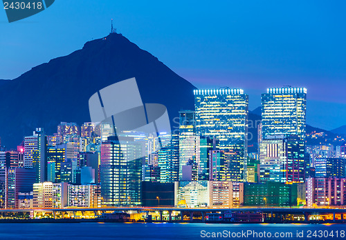 Image of illuminated building in Hong Kong