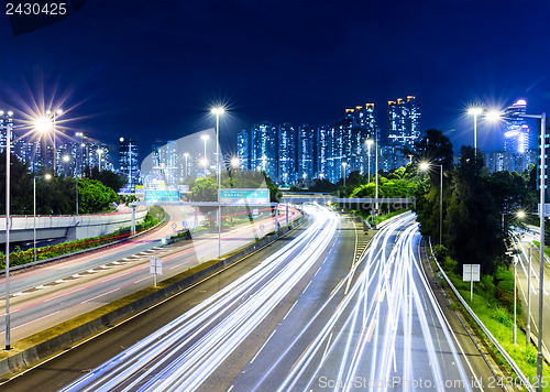 Image of Busy traffic on highway at night