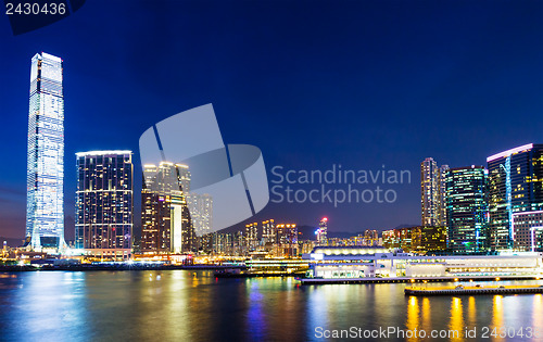 Image of Kowloon at night in Hong Kong