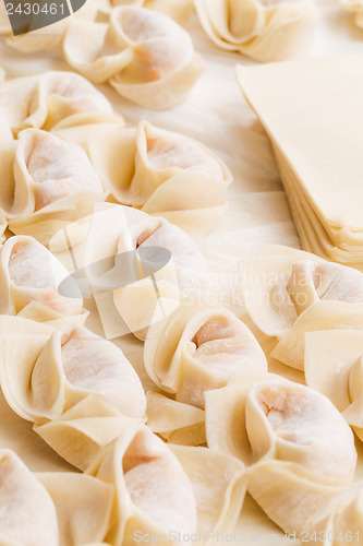 Image of Homemade dumpling and raw material